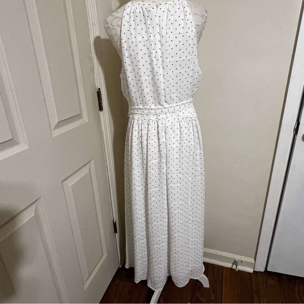DKNY white and black polka dots spring summer sundress women’s size 14 - Picture 8 of 9